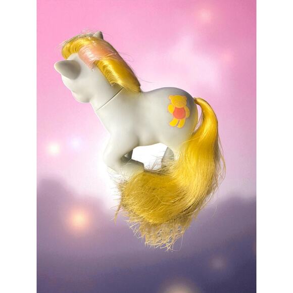 1984 My Little Pony G1 Magic Message Cuddles Gray Yellow Hair Teddy Bear Symbol - Picture 4 of 5